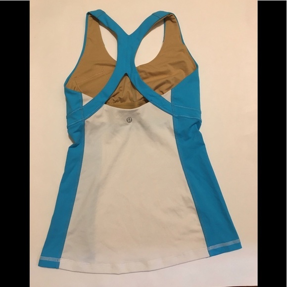 11.Lululemon Run: Fast Track Tank White / Spry Blue 4 - Picture 4 of 8